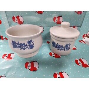 Vintage Pair Of Pfaltzgraff Yorktowne Stoneware Small Bowls with Lid